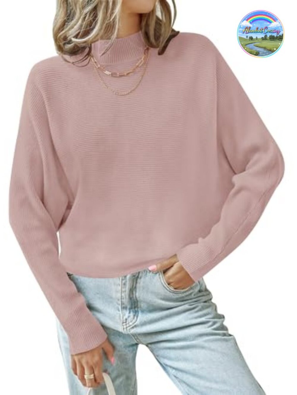 Oversized Turtleneck Long Batwing Sleeve Sweater Knit Pullover